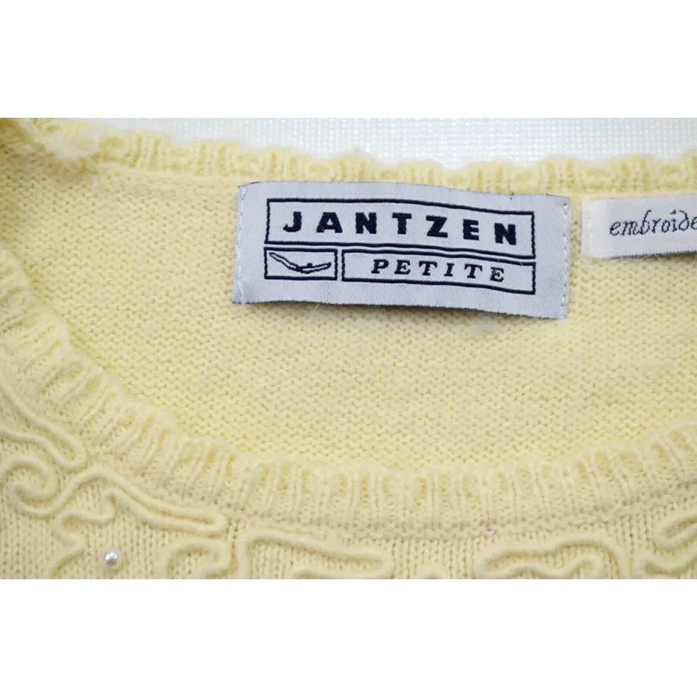 Vintage Jantzen Women's Sweater Petite M‎ Embellished w/ Beads Ribbons
